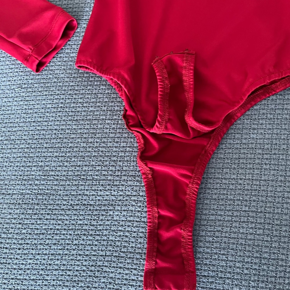 Princess Polly Bodysuit Red Long Sleeve Square Neck Top - Picture 7 of 8